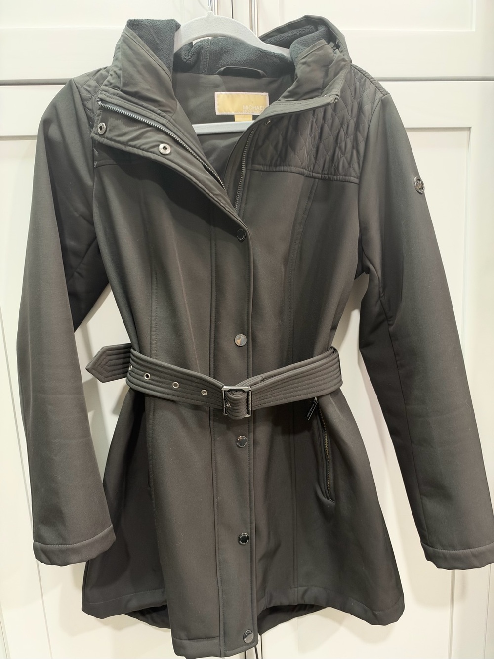 Michael Kors Black Belted Coat Jacket Sz Medium